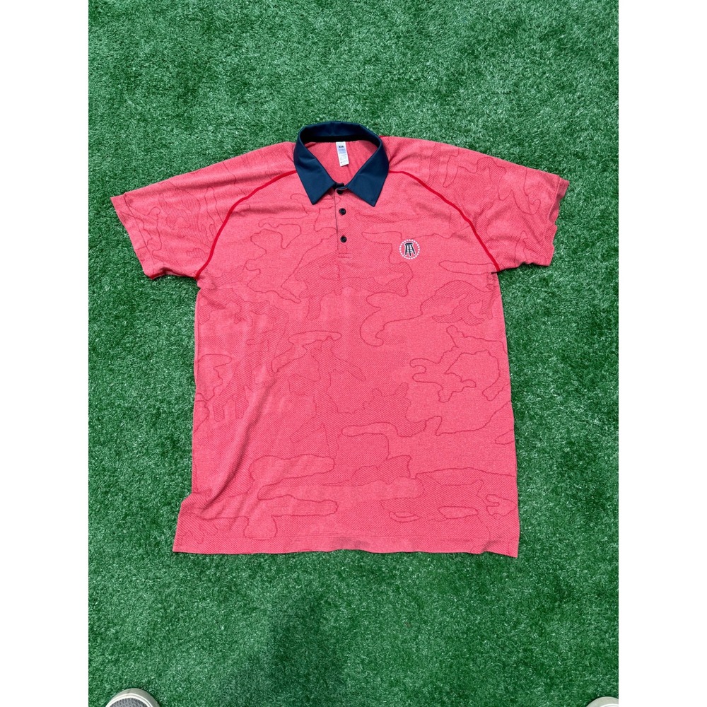 UNRL Golf Barstool Sports Polo Shirt Mens XL Red Camo Jacquard Short Sleeve Logo